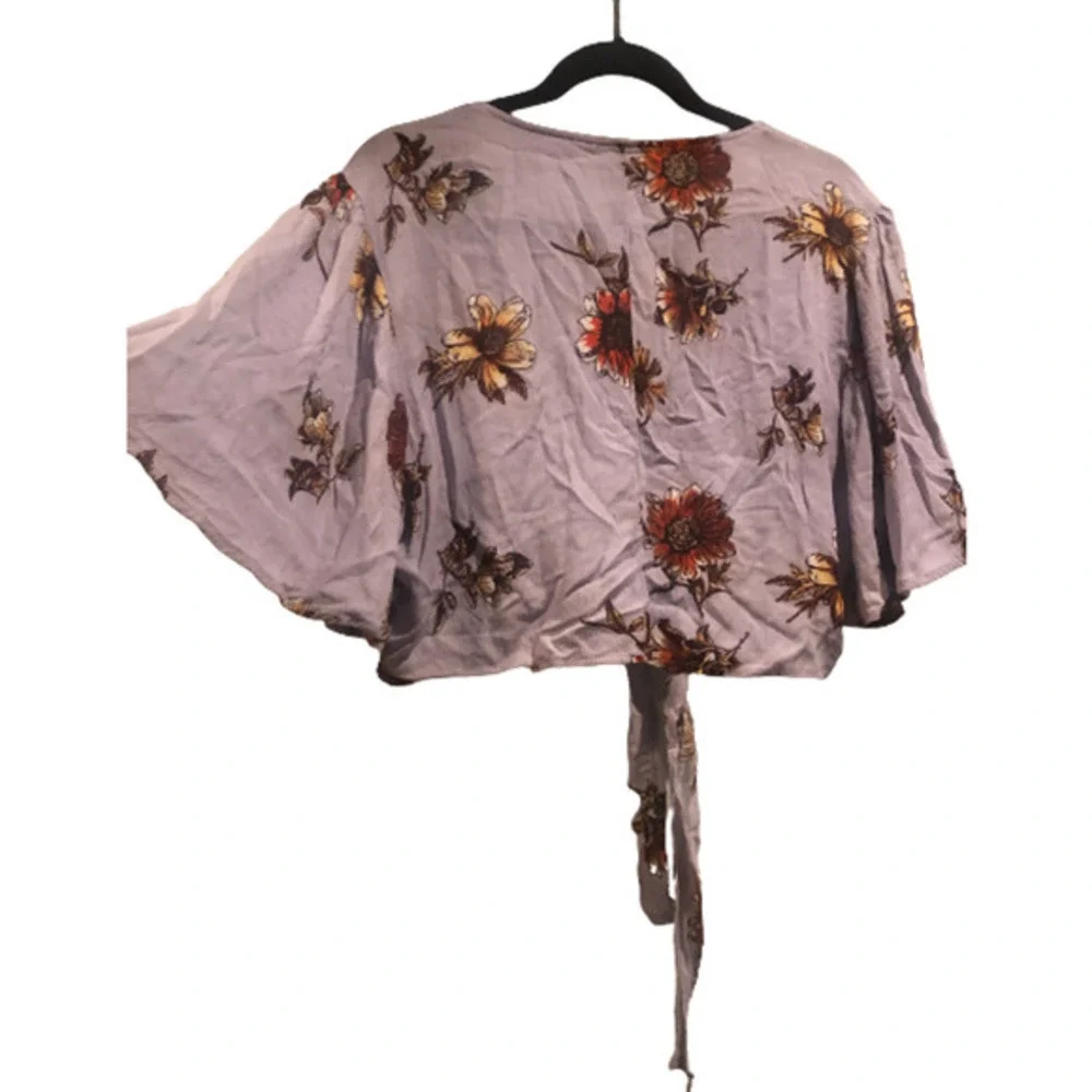 NWT XL CHARLOTTE RUSSE‎ Purple floral Beach Cover up wrap tie top